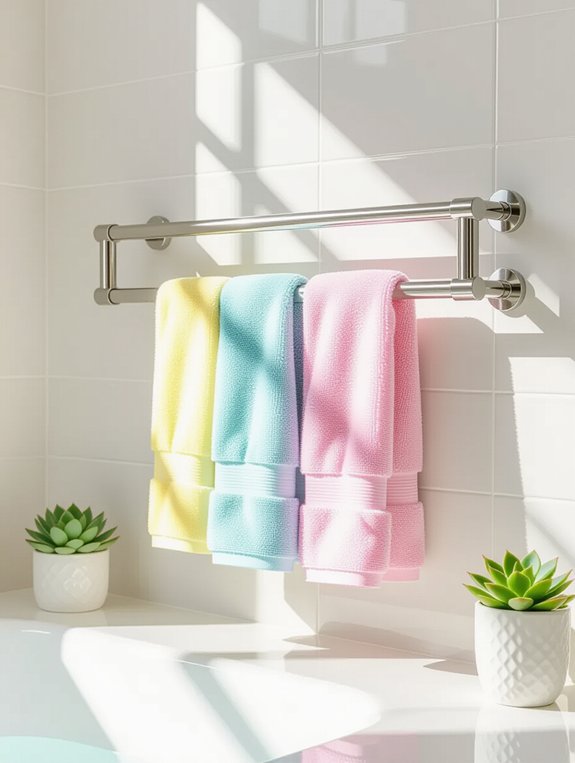adjustable space saving towel rack
