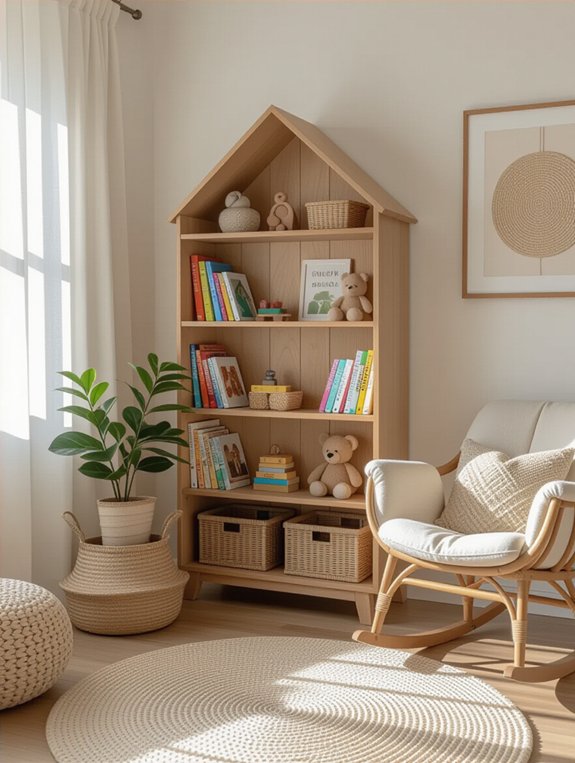 charming wooden nursery bookshelves