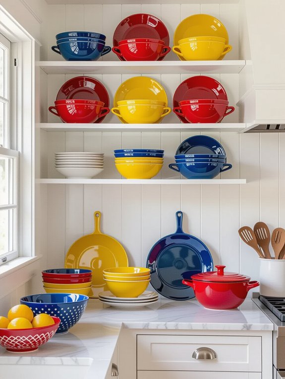 colorful kitchen dinnerware display
