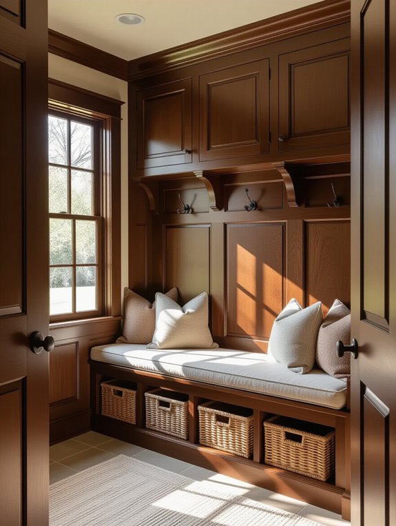 craftsman style bench features detailed