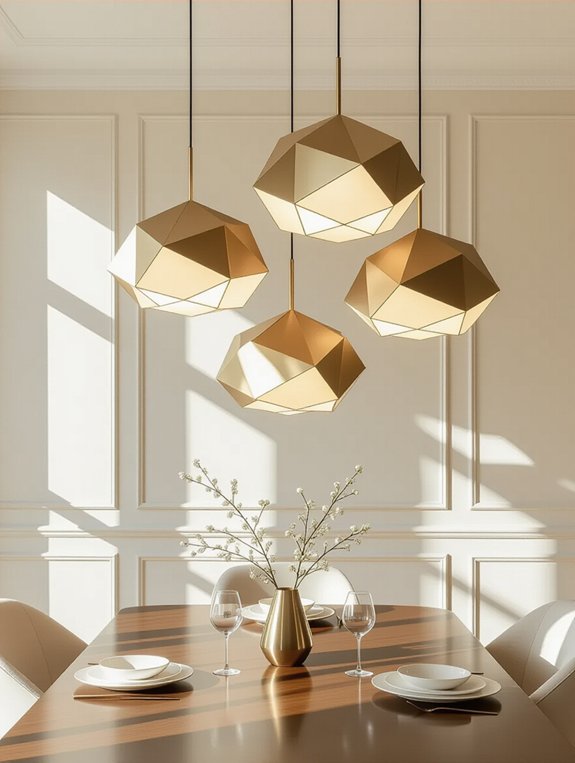 geometric gold dining fixture