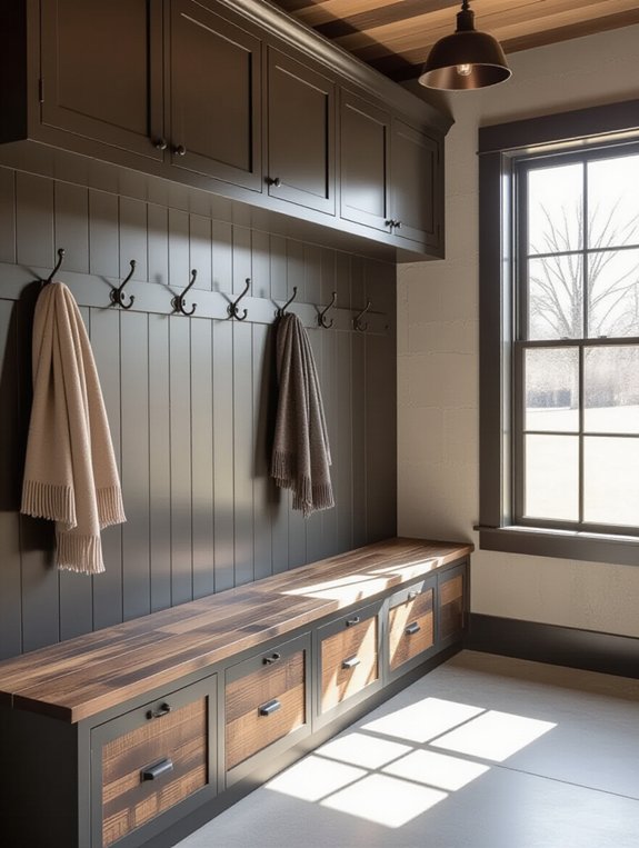 industrial chic mudroom design