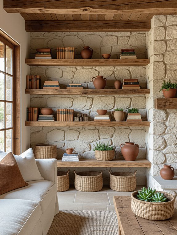 stylish open shelving display