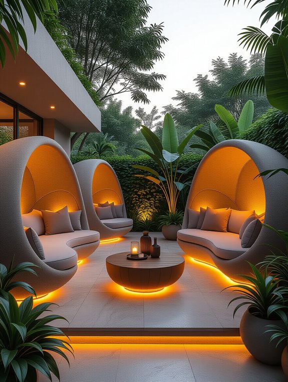 stylish outdoor relaxation pods