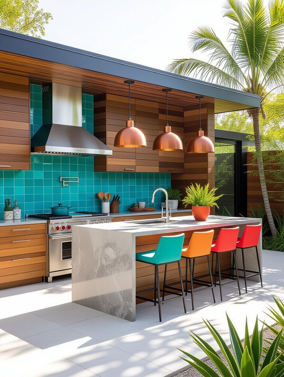 vibrant outdoor kitchen accents