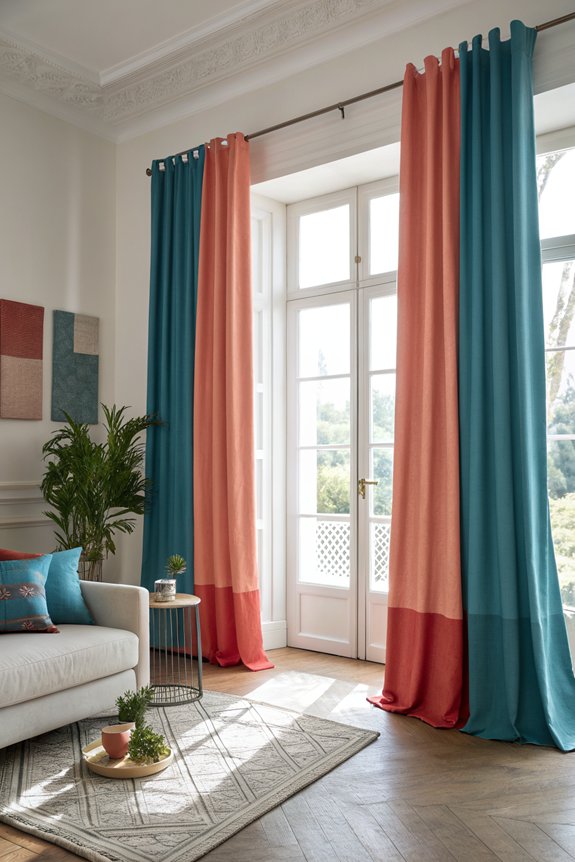 bold color blocking curtain techniques