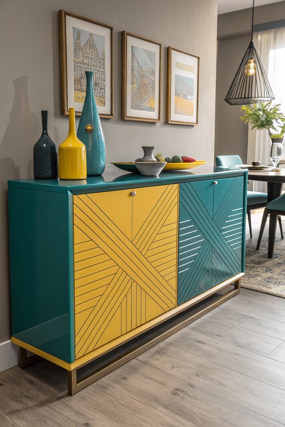bold colorful sideboard buffets
