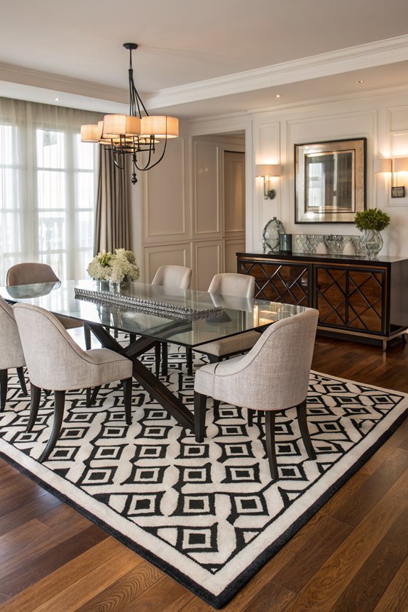 bold monochrome dining rugs