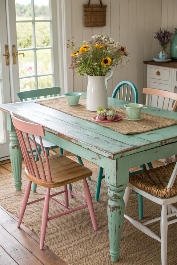 colorful farmhouse kitchen tables