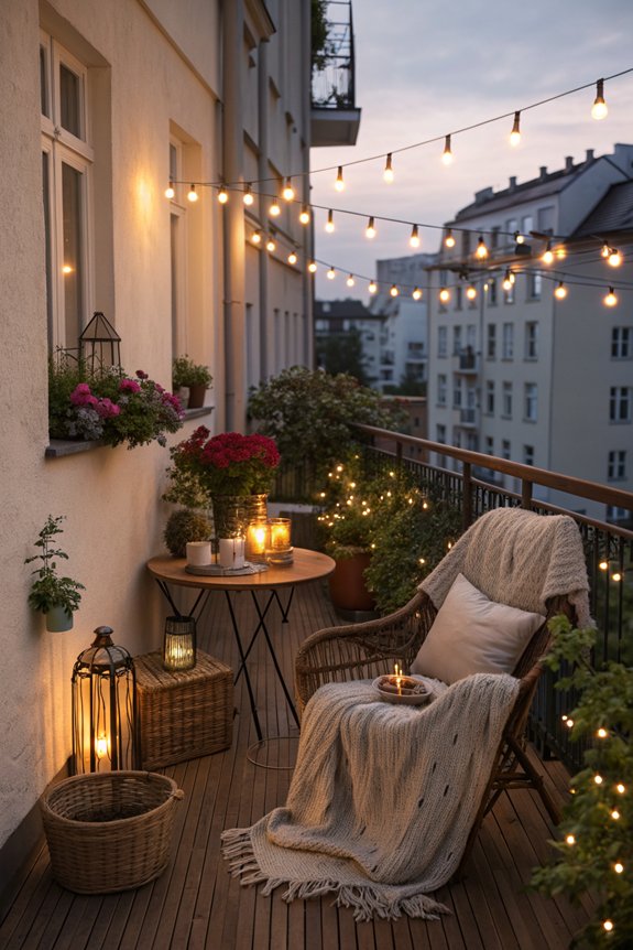 cozy balcony ambiance lighting