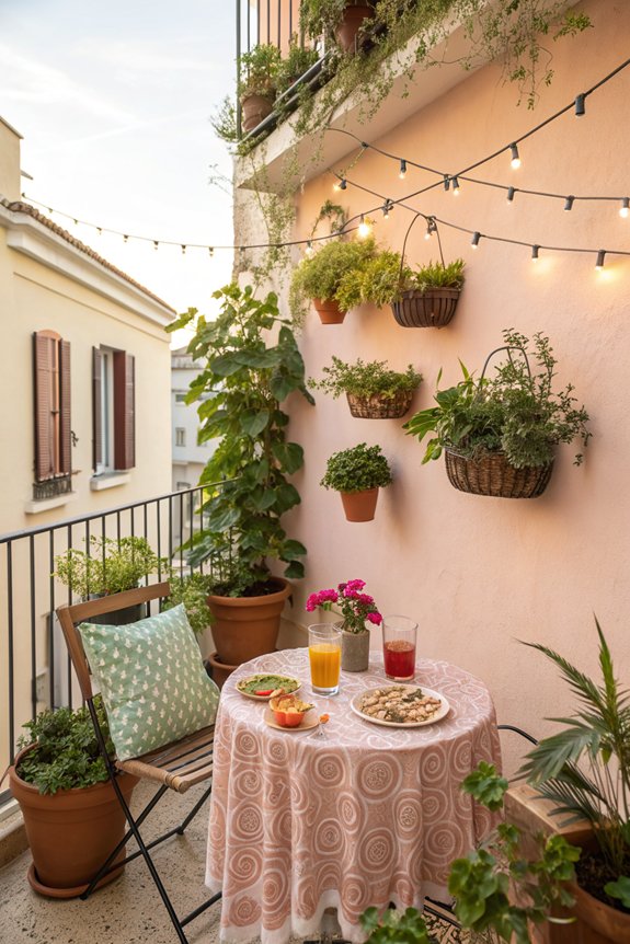 cozy balcony drinks setup