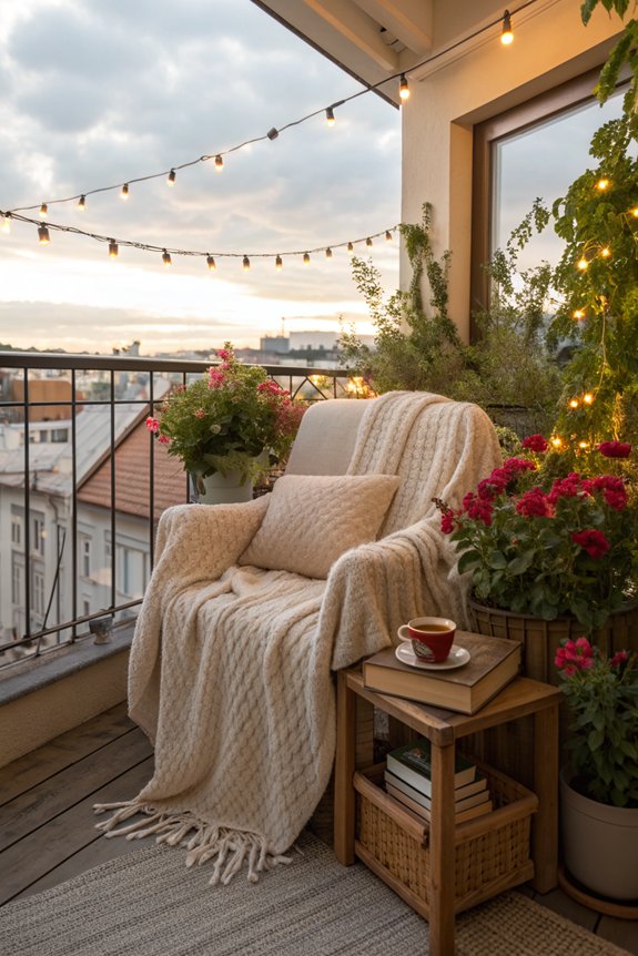 cozy balcony reading nook