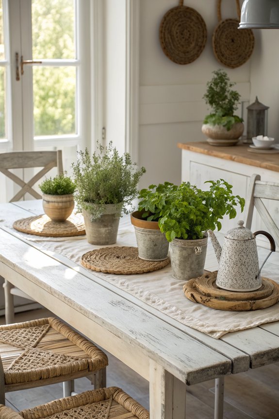farmhouse table plant accents