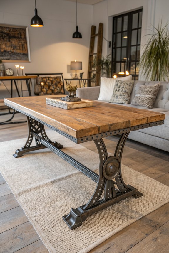 industrial metal wood tables