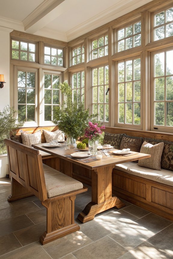 natural wooden banquette ideas