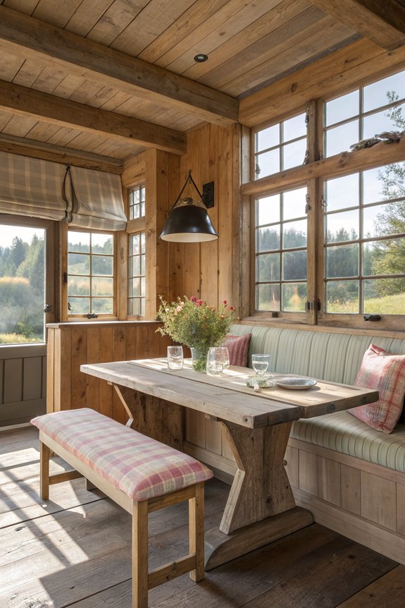 rustic banquette dining charm