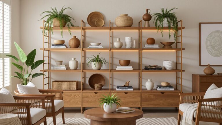 stylish living room shelves