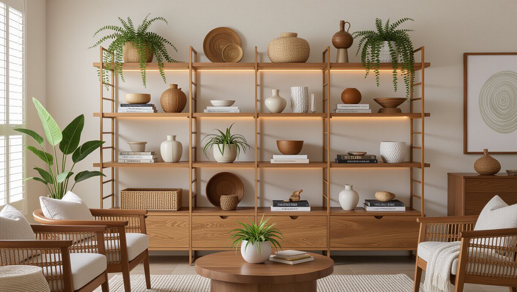 stylish living room shelves