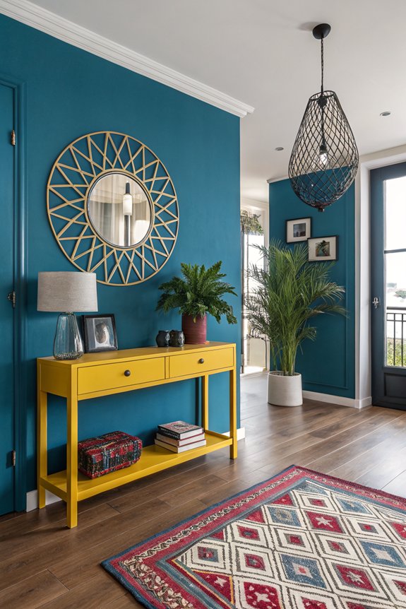 vibrant entryway color scheme