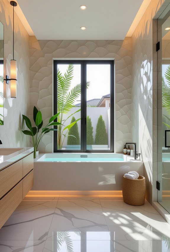 textured walls enhance bathrooms